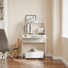 SoBuy FWT105-II-W Bureau Rabattable Ultra-fin 25 cm avec Étagères et Boîte Coulissante à Roulettes – Blanc, 64×25×100,6 cm