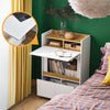Prévente SoBuy FWT109-WN Bureau pliant gain de place 63 cm avec 2 tiroirs et étagères – Blanc et bois
