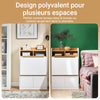 Prévente SoBuy FWT109-WN Bureau pliant gain de place 63 cm avec 2 tiroirs et étagères – Blanc et bois