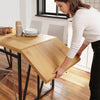 SoBuy FWT113-N Table à Manger Pliante et Extensible 3 Formats (10–153–200 cm), 2 à 8 Personnes, Plateau Effet Bois et Cadre Métal – Naturel