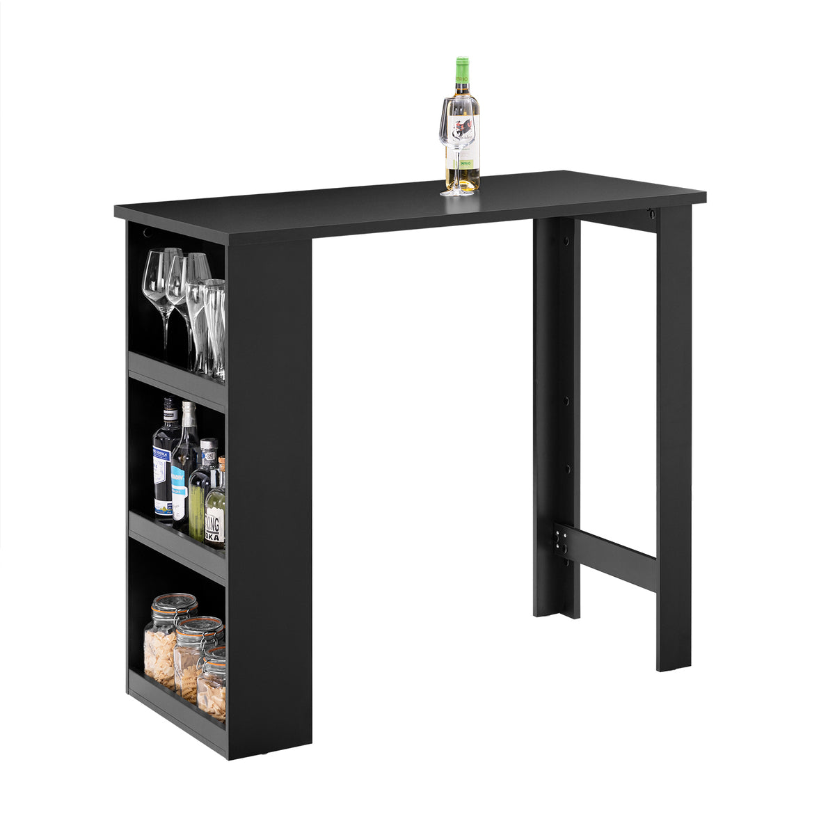 SoBuy FWT17-II-SCH Table de Bar Haute de Cuisine Table Mange Debout pour Petits Espaces, Bar pour Cuisine, Salon, Bureau ou B