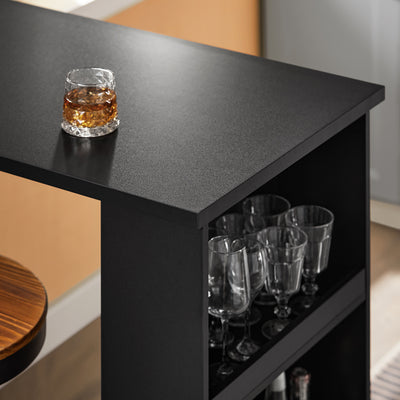 SoBuy FWT17-II-SCH Table de Bar Haute de Cuisine Table Mange Debout pour Petits Espaces, Bar pour Cuisine, Salon, Bureau ou Bar à Café Noire 112 x 57 x 106 cm