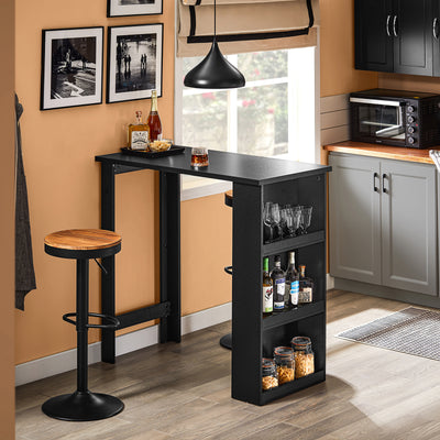 SoBuy FWT17-II-SCH Table de Bar Haute de Cuisine Table Mange Debout pour Petits Espaces, Bar pour Cuisine, Salon, Bureau ou Bar à Café Noire 112 x 57 x 106 cm