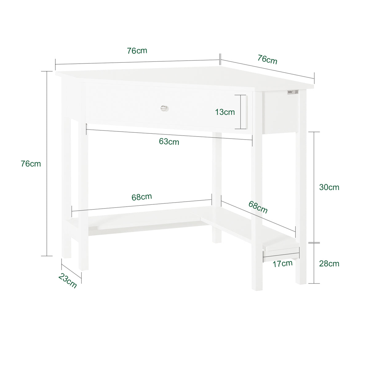 SoBuy FWT31-W Table Bureau d'Angle Bureau informatique Secrétaire avec Tiroir