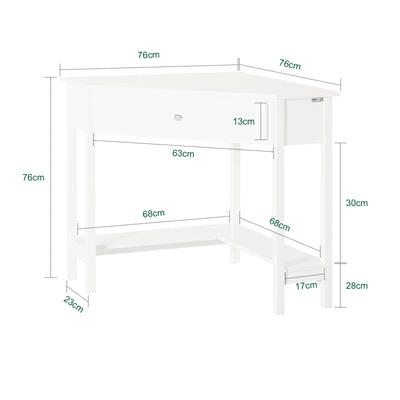 SoBuy FWT31-W Table Bureau d'Angle Bureau informatique Secrétaire avec Tiroir