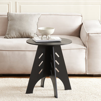 SoBuy HFBT01-K-SCH  Table d'appoint Ronde en Bois Table Basse Ronde Table de Nuit Table de Chevet Bouts de Canapé Marron en Tenons et Mortaises, Noir