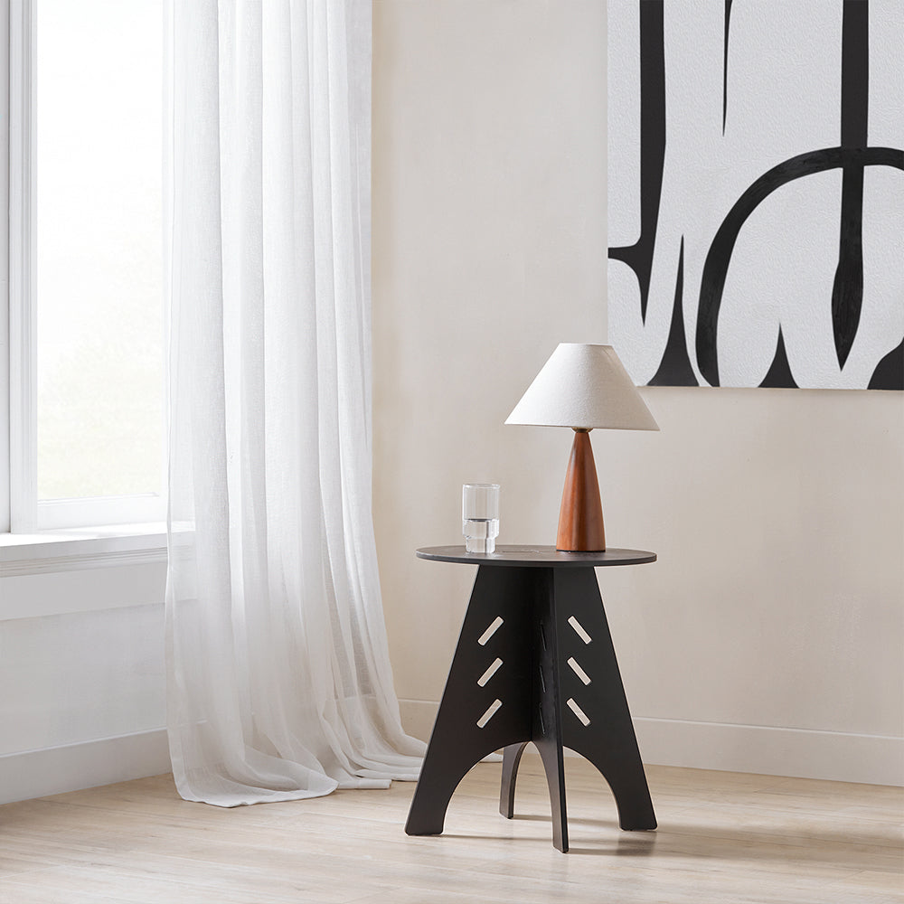 SoBuy HFBT01-SCH Table d'appoint Ronde en Bois Table Basse Ronde Table de Nuit Table de Chevet Bouts de Canapé en Tenons et Mortaises, Noir