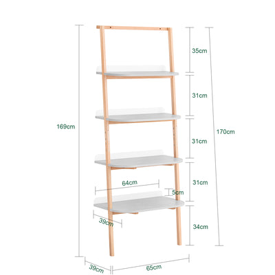 SoBuy HSTR02-HG Bibliothèque avec 4 Niveaux, pour Salon et Chambre, Rangement Optimisé, Design Fonctionnel, Usage Quotidien, Pratique – L65×P39×H169 cm, Gris