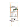 SoBuy HSTR02-HG Étagère Échelle, Bibliothèque à 4 Niveaux, Étagère de Rangement, Meuble de Rangement sur Pieds, Bibliothèque Murale, pour Bureau, Salon, Chambre, Cuisine, 65x39x169cm, Gris