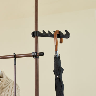 SoBuy KLS04-II-BR Portant à vêtements télescopique solide - Penderie ouverte réglable avec tringles et étagères, Porte manteau pour chambre/dressing, Marron