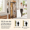 SoBuy KLS21-SCH Vestiaire d'Entrée Industriel sur Roulettes – Crochets et Étagère à Chaussures, Métal Noir – 60×32×175 cm, Noir