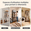 SoBuy KLS21-SCH Vestiaire d'Entrée Industriel sur Roulettes – Crochets et Étagère à Chaussures, Métal Noir – 60×32×175 cm, Noir