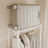 SoBuy KLS21-W Porte-Manteaux sur Pied avec Roulettes – Penderie Métal, 2 Étagères – 60×32×175 cm, Blanc