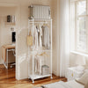 SoBuy KLS21-W Porte-Manteaux sur Pied avec Roulettes – Penderie Métal, 2 Étagères – 60×32×175 cm, Blanc