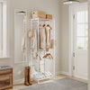 SoBuy KLS21-W Porte-Manteaux sur Pied avec Roulettes – Penderie Métal, 2 Étagères – 60×32×175 cm, Blanc