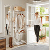 SoBuy KLS21-W Porte-Manteaux sur Pied avec Roulettes – Penderie Métal, 2 Étagères – 60×32×175 cm, Blanc