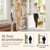 SoBuy KLS21-W Porte-Manteaux sur Pied avec Roulettes – Penderie Métal, 2 Étagères – 60×32×175 cm, Blanc