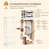 SoBuy KLS21-W Porte-Manteaux sur Pied avec Roulettes – Penderie Métal, 2 Étagères – 60×32×175 cm, Blanc