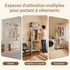 SoBuy KLS21-W Porte-Manteaux sur Pied avec Roulettes – Penderie Métal, 2 Étagères – 60×32×175 cm, Blanc