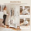 SoBuy KLS21-W Porte-Manteaux sur Pied avec Roulettes – Penderie Métal, 2 Étagères – 60×32×175 cm, Blanc