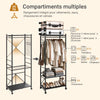 SoBuy KLS22-SCH Vestiaire d'Entrée Industriel avec Étagères Réglables – Métal Noir, Crochets – 70×38×175 cm, Noir