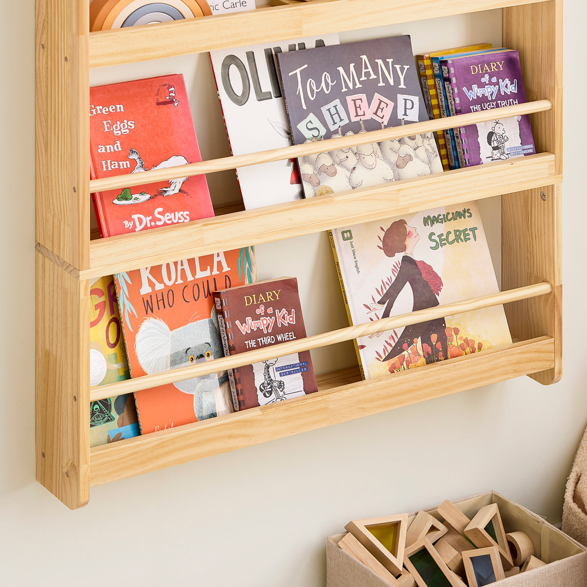 SoBuy KMB08-N Bibliothèque Enfant 4 Niveaux avec Anti-Basculement – L80 × P12 × H118 cm, Pin naturel
