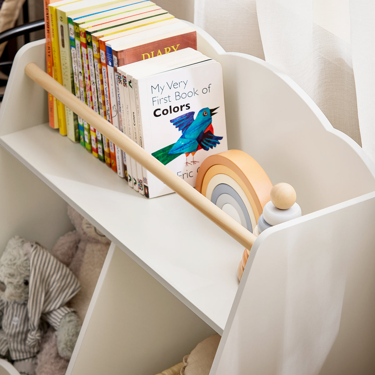 SoBuy KMB100-K-W Bibliothèque Enfant, Étagère à Livres, Étagère de Rangement Jouets pour Enfants,  2 Compartiments Ouverts