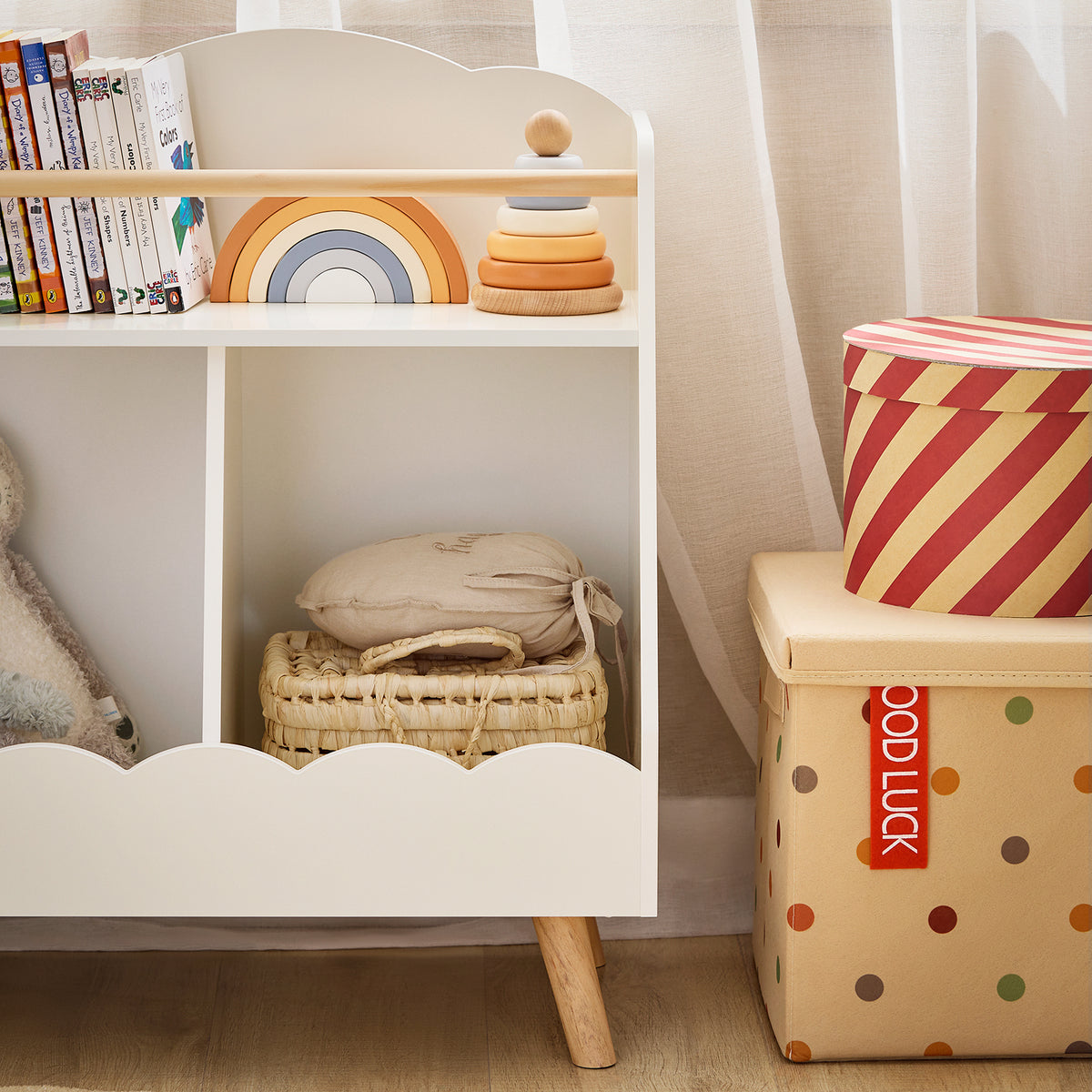 SoBuy KMB100-K-W Bibliothèque Enfant, Étagère à Livres, Étagère de Rangement Jouets pour Enfants,  2 Compartiments Ouverts