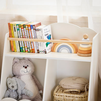 SoBuy KMB100-K-W Bibliothèque Enfant, Étagère à Livres, Étagère de Rangement Jouets pour Enfants,  2 Compartiments Ouverts