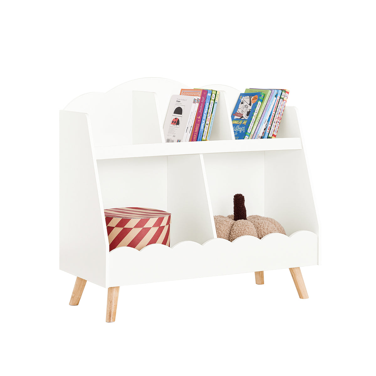 SoBuy KMB100-W Bibliothèque Enfant, Étagère à Livres, Étagère de Rangement pour Livres et Jouets, Meuble Rangement sur Pieds 