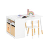 SoBuy KMB113-W Ensemble Table Enfant avec 2 Chaises, Table de Dessin, Bureau Enfant avec 1 Compartiment et 2 Boîtes de Rangement, Étudier et Jouer, Blanc