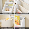 SoBuy KMB119-W Bibliotheque Enfant 3 Niveaux Bibliothèque Montessori avec Rangement Jouet et Paniers Tissu Meuble Chambre Enfant Etagere Chambre Blanc 80x40x80cm
