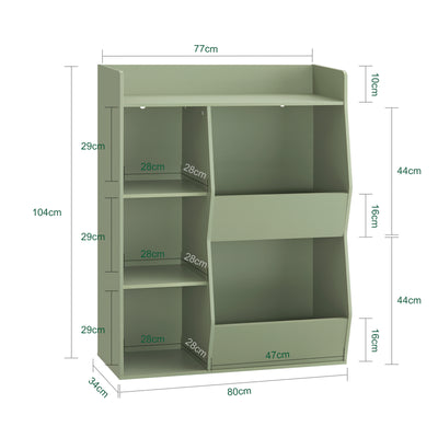 SoBuy KMB55-K-GR Bibliothèque Enfant 80 × 34 × 104 cm, 5 Compartiments Ouverts – Vert