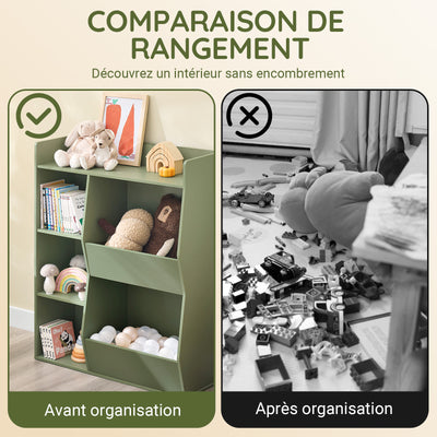 SoBuy KMB55-K-GR Bibliothèque Enfant 80 × 34 × 104 cm, 5 Compartiments Ouverts – Vert