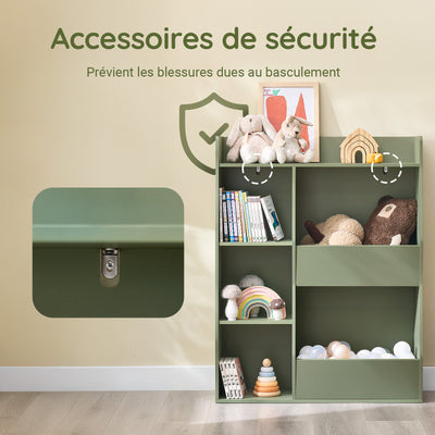 SoBuy KMB55-K-GR Bibliothèque Enfant 80 × 34 × 104 cm, 5 Compartiments Ouverts – Vert
