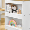 SoBuy KMB60-WN Table Enfant avec Chaise Ensemble 2 Pièces Table et Chaise pour Enfant Bureau avec 2 Étagères Porte-Papier et Rangements Stylos Blanc-Naturel 80x50x66