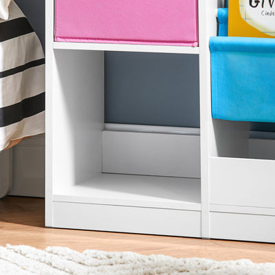 SoBuy KMB76-F Bibliothèque pour Enfants, Organisateur Jouets et Livres pour Enfants avec 2 Paniers, 5 Étagères et 1 Compartiment