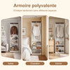 SoBuy KSB02-W Dressing Ouvert avec Tringle et Étagères – Penderie Compacte Bicolore, Gain de Place – 55×25×187 cm, Blanc et Bois