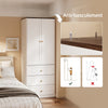 SoBuy KSB04-W Armoire 2 Portes avec 3 Tiroirs et Penderie – Design Moderne Gain de Place – 70×55×187 cm, Blanc et Bois