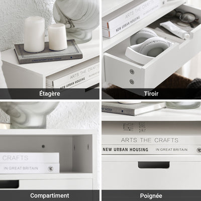 SoBuy NKD03-W Table de Chevet Murale, Table de Nuit Flottante avec Tiroir et Plateau, Étagère Murale pour Chambre à Coucher, L 45 x P 25 x H 22 cm, Blanc