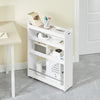 SoBuy NSR01-W Chariot Slim de Rangement à 4 Roues, Étagère Salvaspazio à 4 Niveaux avec Barres Anti-Chute, Unité de Rangement Compacte pour Cuisine, Salle de Bain, Produits de Beauté 60 x 18 x 82 cm