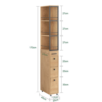 SoBuy NSR13-N Meuble 20 cm Entre Frigo et Mur – Rangement Gain de Place, Style Naturel