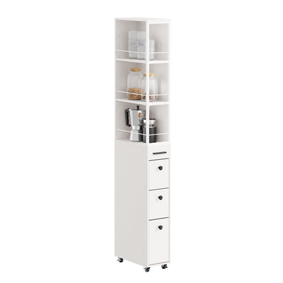 SoBuy NSR13-WG Chariot de Rangement Étroit 20 cm sur Roulettes, 170 cm de Haut, 3 Tiroirs et 3 Étagères, Barres Anti-chute – 