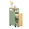 SoBuy NSR14-GR Desserte de Cuisine Étroite sur Roulettes – Porte et Tiroir, Rangement Gain de Place – 50×20×79 cm, Vert et Bois