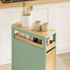 SoBuy NSR14-GR Desserte de Cuisine Étroite sur Roulettes – Porte et Tiroir, Rangement Gain de Place – 50×20×79 cm, Vert et Bois