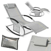 SoBuy OGS28-HG Chaise Longue Transat de Jardin Bascule avec Appui-tête Réglable et Pochette latérale