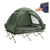 SoBuy OGS32-L-GR Tente de Camping 4 en 1 Pliable 2 Personnes – Lit Surélevé 180 kg, Toit Ouvrant, Matelas, Sac de Couchage, Vert