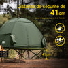 SoBuy OGS32-II-GR Lit de camp Tente de camping d'extérieur avec crochets pour lampe et poches de rangement pour chaussures 3 en 1 personne Lit de camp pratique