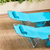 SoBuy OGS35-B Transat Jardin Extérieur Pliable Bain de Soleil avec Oreiller Chaise Longue Relax avec Poche Latérale Confortable Mobilier de Jardin pour Terrasse Plage Piscine Bleu ciel155x56x81cm