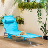 SoBuy OGS35-B Transat Jardin Extérieur Pliable Bain de Soleil avec Oreiller Chaise Longue Relax avec Poche Latérale Confortable Mobilier de Jardin pour Terrasse Plage Piscine Bleu ciel155x56x81cm